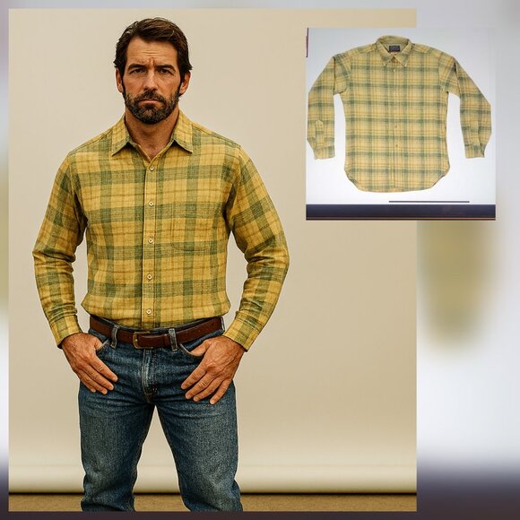 VTG Pendleton 100% Virgin Wool Sage Green Plaid Button Front Western Shirt Sz M - Picture 2 of 9